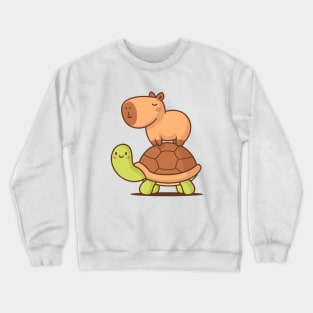 Capybara and Turtle Crewneck Sweatshirt